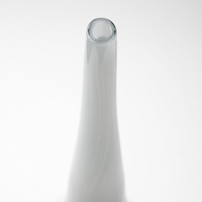 21" Blue Gray and Taupe Handblown Spun Glass Vase