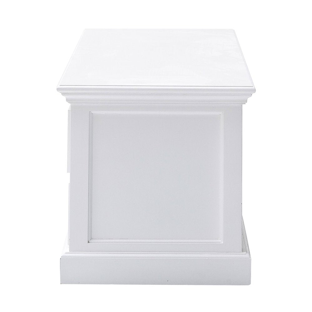 71" White Solid Wood Enclosed and Open Storage TV Stand