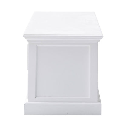 71" White Solid Wood Enclosed and Open Storage TV Stand