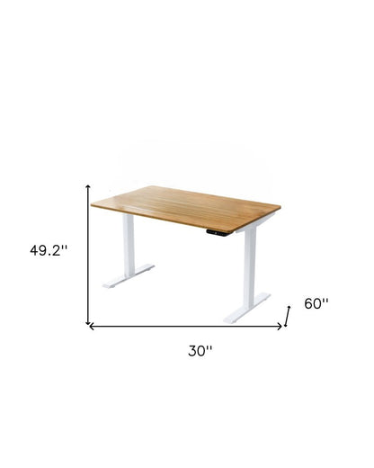 Escritorio de computadora ajustable de acero inoxidable marrón y blanco de 30"