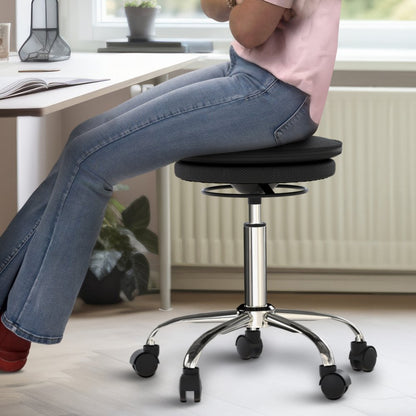 Black and Silver Adjustable Height Swivel Rolling Office Chair