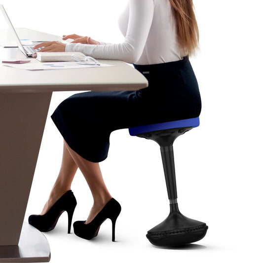 Blue and Black Adjustable Height Swivel Office Chair
