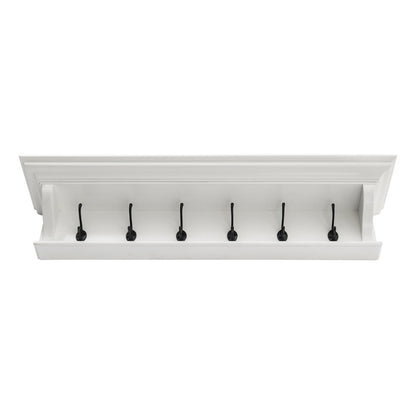 Perchero clásico de madera blanca con seis ganchos anchos