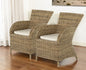 Set of Two Cream and Tan Dining Arm Chairs