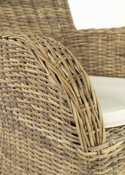 Set of Two Cream and Tan Dining Arm Chairs