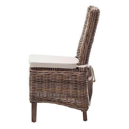 Set of Two Cream and Brown Dining Parsons Chairs