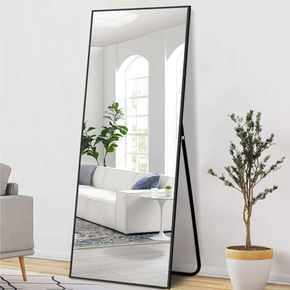 71" Black Metal Freestanding and Wall Mount Accent Mirror