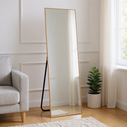 64" Sleek Gold Frame Full Length Mirror