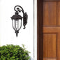 Aplique de pared con farol de cristal y aluminio fundido negro XL