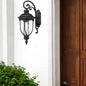 Aplique de pared con farol de aluminio fundido de vidrio negro mate XL
