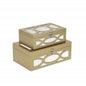 Set of Two Gold Oval Scroll Mirror Jewelry Storage Boxes