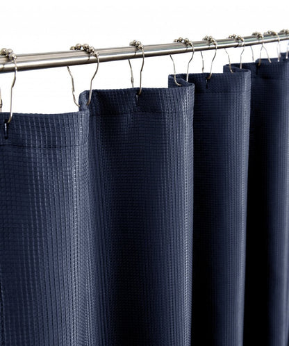 Cortina de ducha de lujo con tejido gofre azul marino