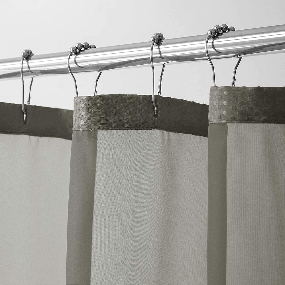Juego de cortina y forro de ducha de rejilla y transparencias en gris