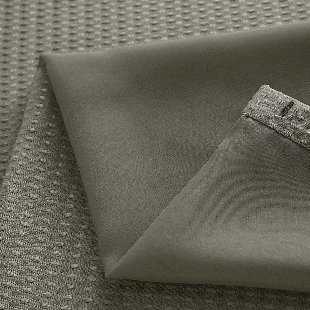 Juego de cortina y forro de ducha de rejilla y transparencias en gris