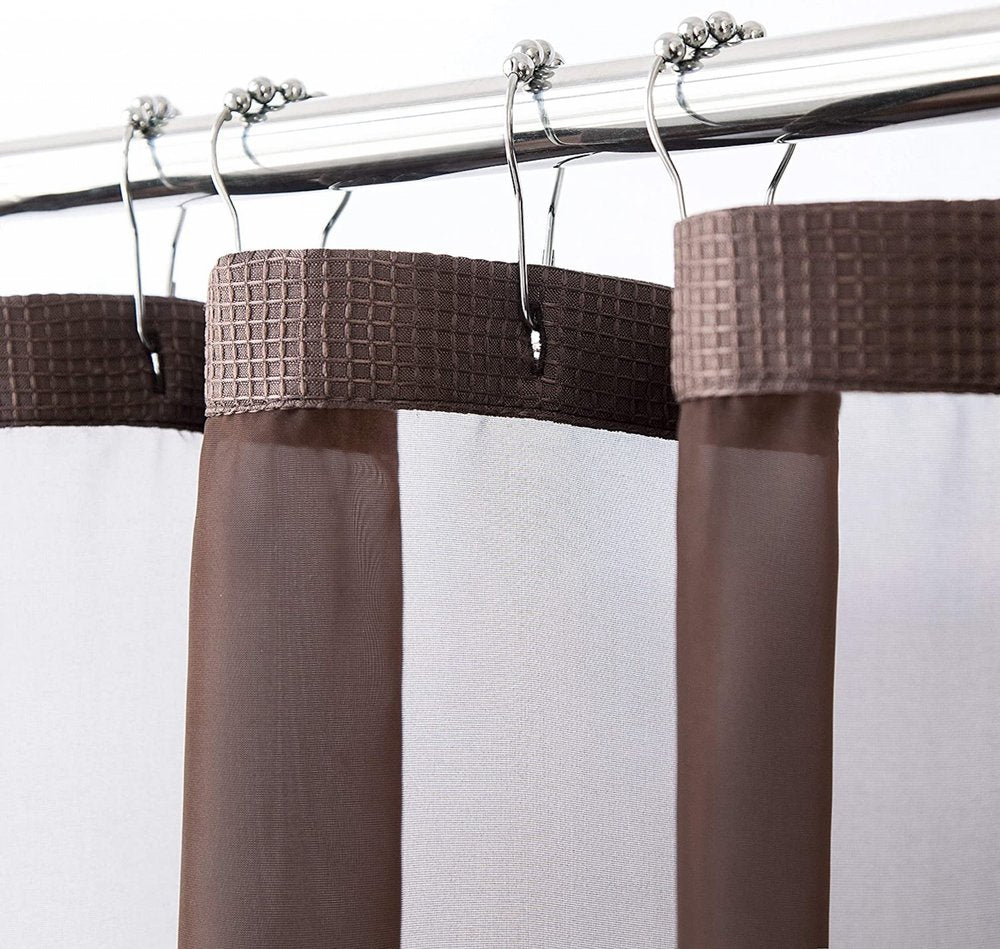 Conjunto de cortina y forro de ducha con diseño moderno de rejilla marrón
