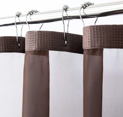 Conjunto de cortina y forro de ducha con diseño moderno de rejilla marrón