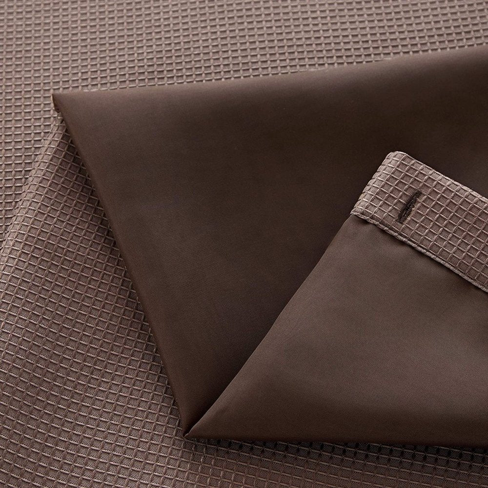 Conjunto de cortina y forro de ducha con diseño moderno de rejilla marrón