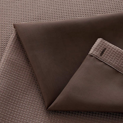 Conjunto de cortina y forro de ducha con diseño moderno de rejilla marrón
