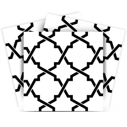 8" X 8" Black and White Quatrefoil Peel and Stick Tiles