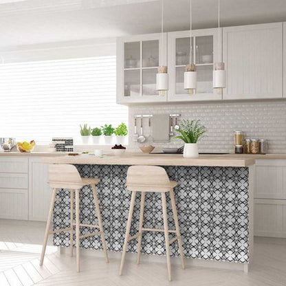 8" X 8" Black and White Quattra Peel and Stick Removable Tiles