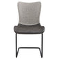 Set of Two Gray and Black Upholstered Fabric Dining Side Chairs