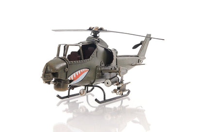 Escultura de mesa de avión modelo de metal verde de 5" pintada a mano