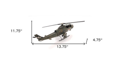 Escultura de mesa de avión modelo de metal verde de 5" pintada a mano