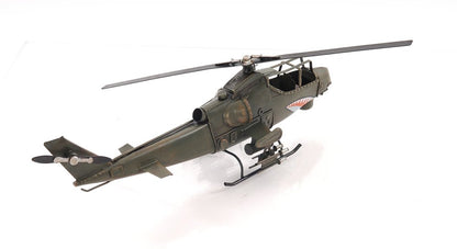 Escultura de mesa de avión modelo de metal verde de 5" pintada a mano