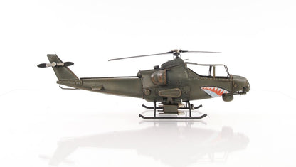 Escultura de mesa de avión modelo de metal verde de 5" pintada a mano