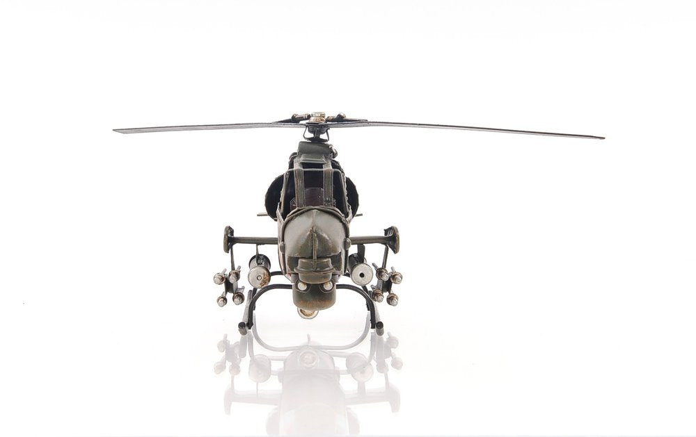 Escultura de mesa de avión modelo de metal verde de 5" pintada a mano