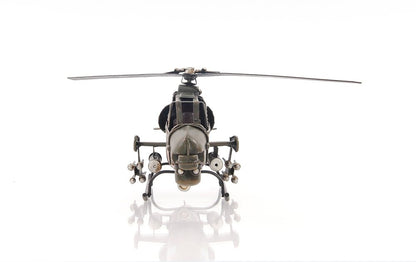 Escultura de mesa de avión modelo de metal verde de 5" pintada a mano
