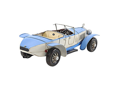 Escultura de mesa de coche en miniatura de metal blanco de 4" pintada a mano