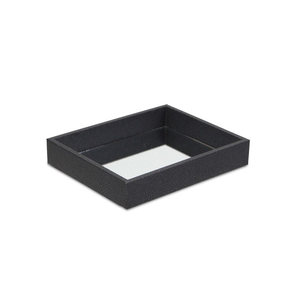 Bandeja de 10" de imitación de piel de tiburón negra y vidrio espejado