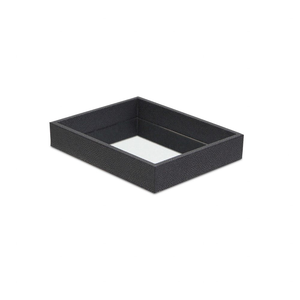 Bandeja de 10" de imitación de piel de tiburón negra y vidrio espejado