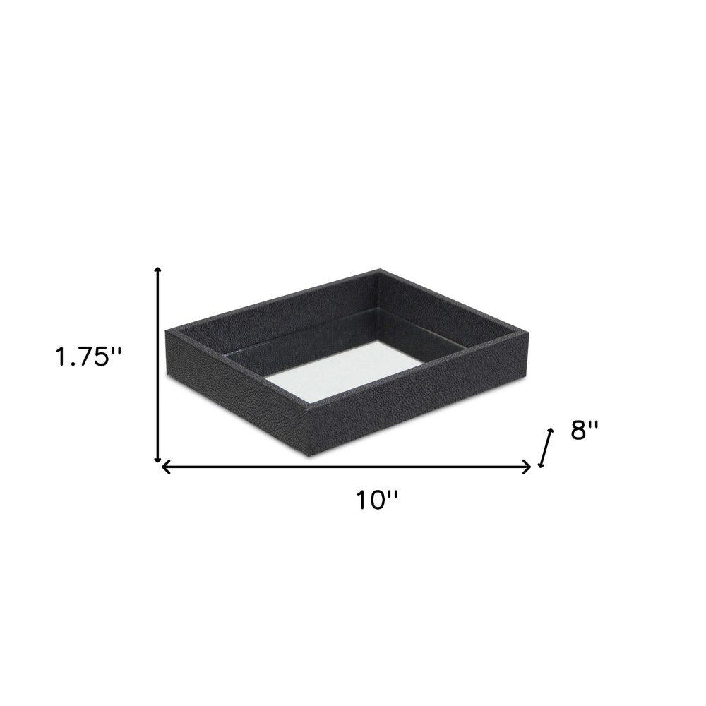 Bandeja de 10" de imitación de piel de tiburón negra y vidrio espejado