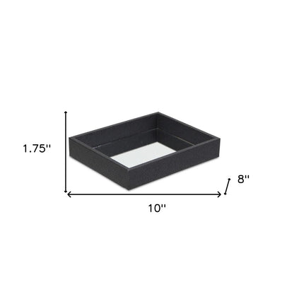 Bandeja de 10" de imitación de piel de tiburón negra y vidrio espejado