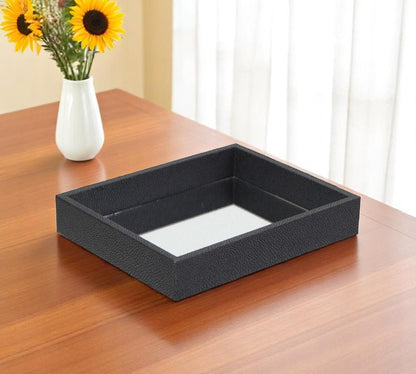 Bandeja de 10" de imitación de piel de tiburón negra y vidrio espejado