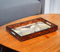 Bandeja para servir vintage de madera de nogal con mapa del mundo