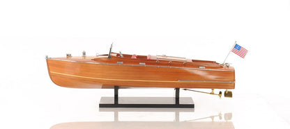Barco decorativo de madera manufacturada marrón de 8" pintado a mano