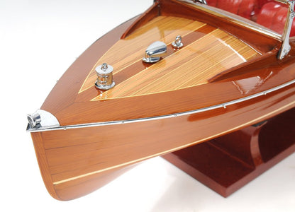 Barco decorativo de madera manufacturada marrón de 8" pintado a mano