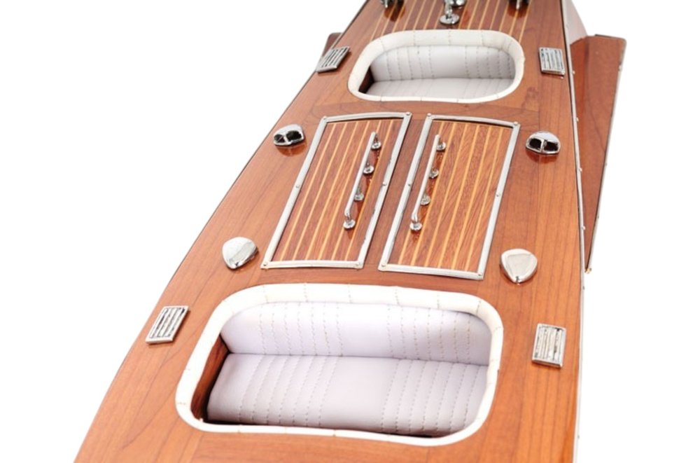 Escultura de mesa de barco modelo de madera maciza marrón de 10" pintada a mano