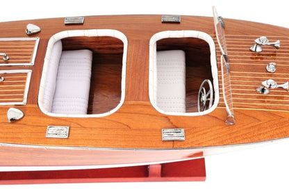Escultura de mesa de barco modelo de madera maciza marrón de 10" pintada a mano