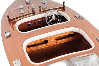 Escultura de mesa de barco modelo de madera maciza marrón de 10" pintada a mano