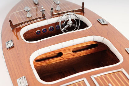 Escultura de mesa de barco modelo de madera maciza marrón de 10" pintada a mano