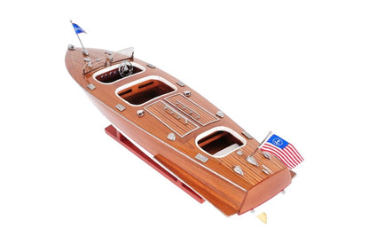Escultura de mesa de barco modelo de madera maciza marrón de 10" pintada a mano