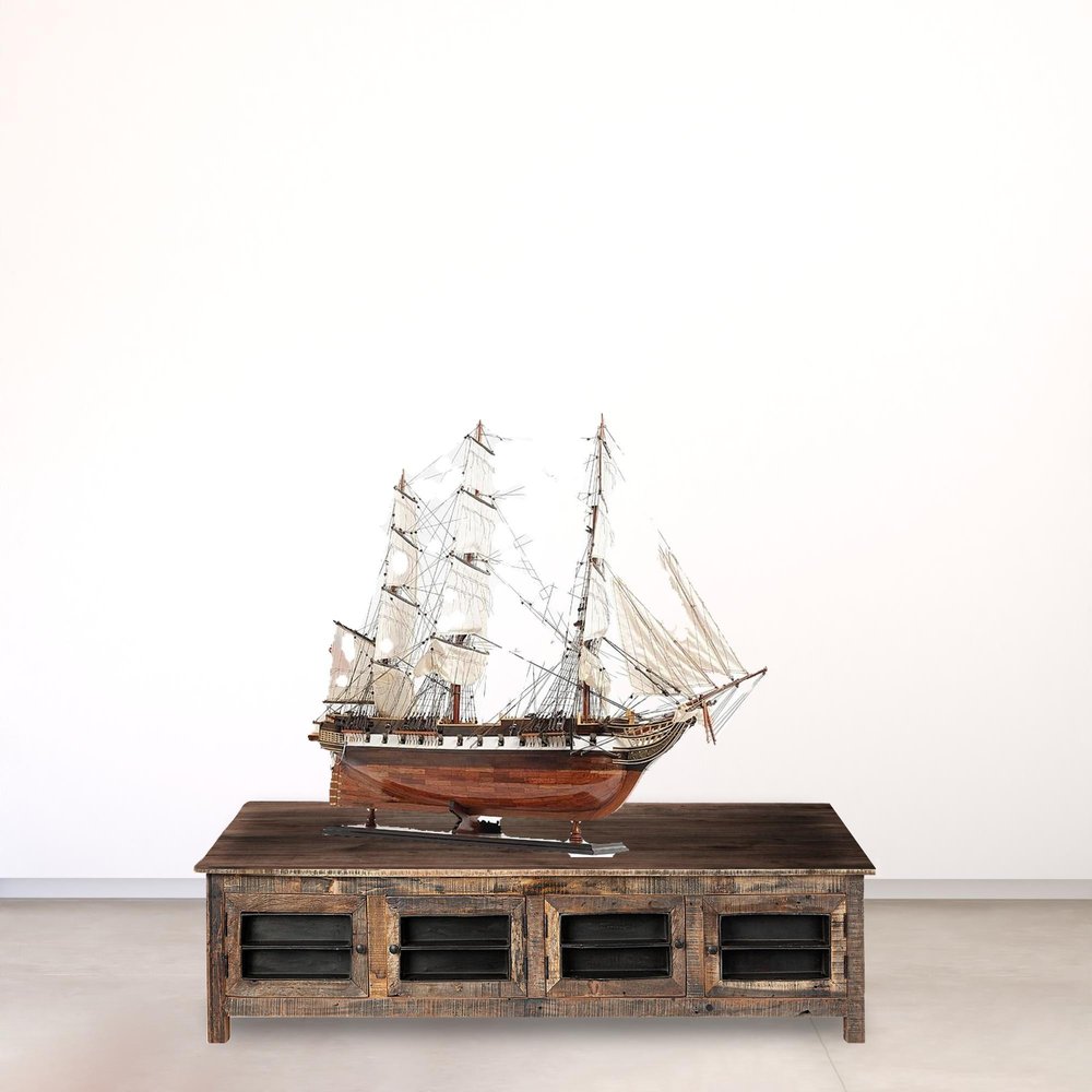 Escultura de madera marrón de 50" pintada a mano