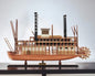 Barco modelo King of Mississippi de 17" de madera maciza marrón pintado a mano