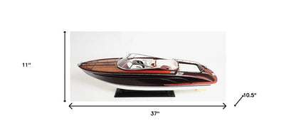 Yate de lujo Riva Rivarama de 11" de madera maciza pintada a mano en blanco y negro, edición exclusiva.