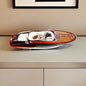 Yate de lujo Riva Rivarama de 11" de madera maciza pintada a mano en blanco y negro, edición exclusiva.