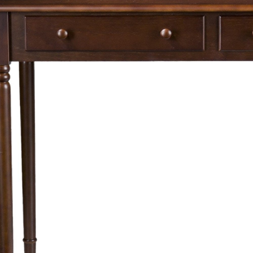 43" Brown Solid Wood Writing Desk With Two Drawers